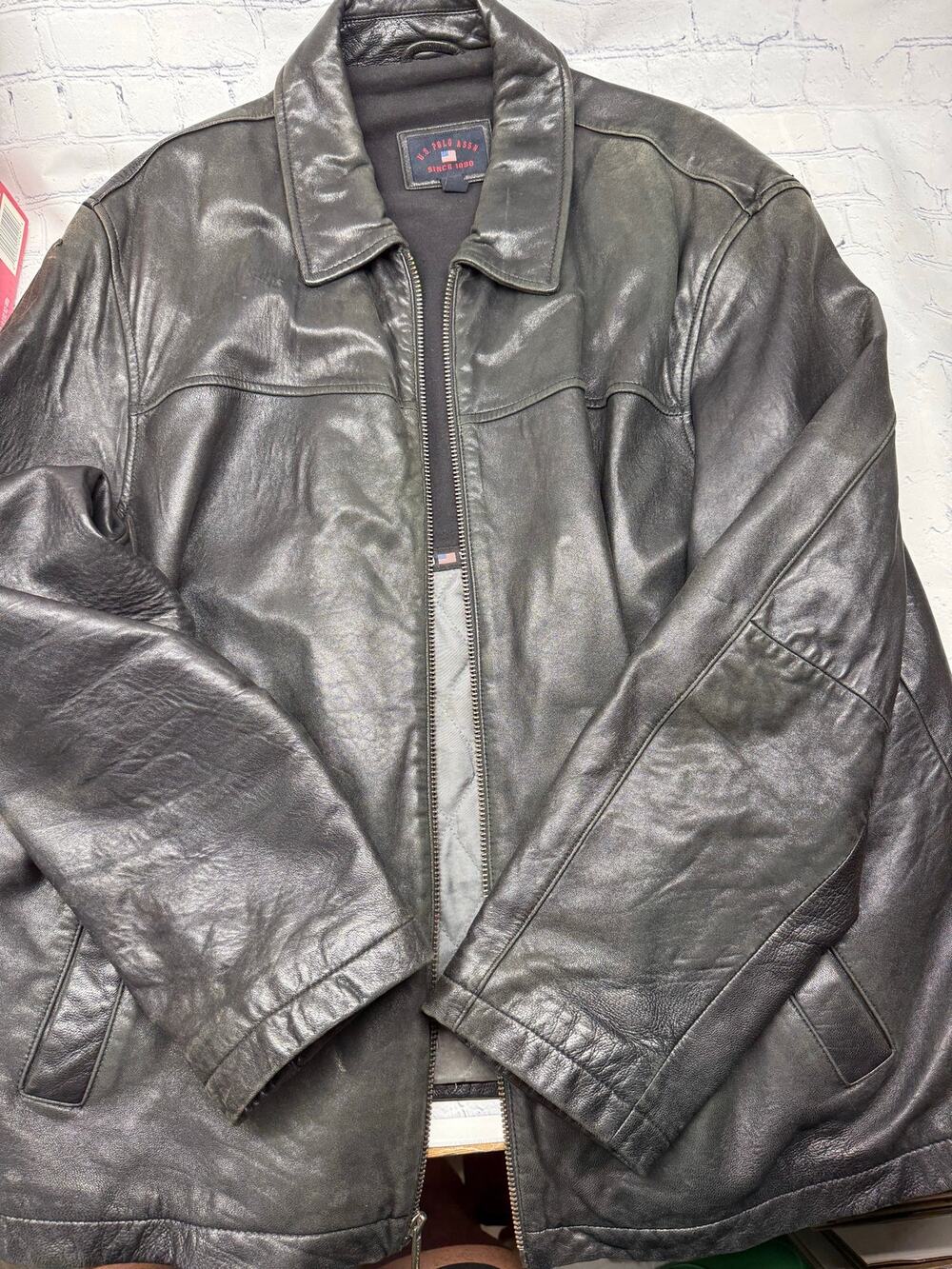 Vintage Genuine Leather U.S. Polo Assn. Full Zip Jacket Men's XL